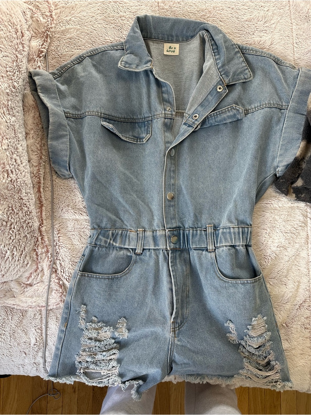 Denim Short Romper - Light Blue Jean Jumpsuit